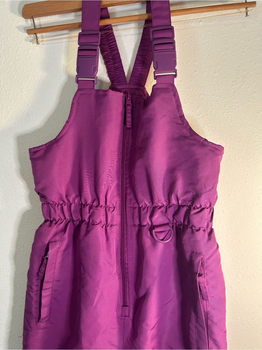 Athletech Girls Purple Snow Bib Pants - Size 10/12 Large Adjustable Suspender